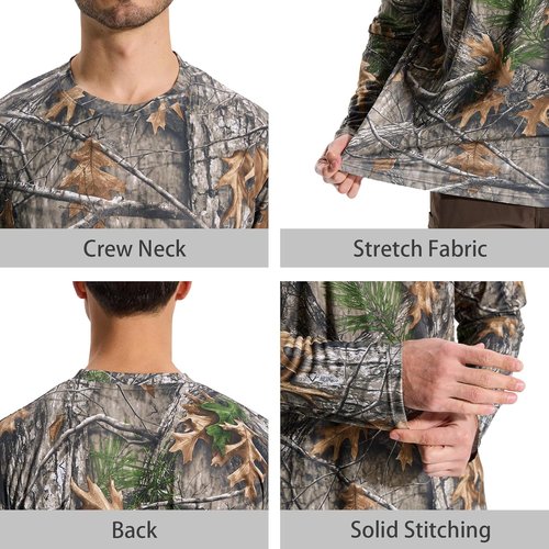 LOOGU Men’s Camo Hunting Shirt - Lightweight Long Sleeve Camouflage Top for Fishing & Hiking