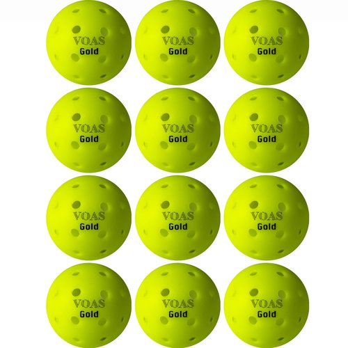 VOAS Gold X40 Pickleball Balls - Official Ball USAPA Approved, 40 Holes Outdoor Pickleball Balls, Durable, Crack-Resistant, High Visibility, Advanced Aerodynamics, 12 Pack for Official & Casual Games
