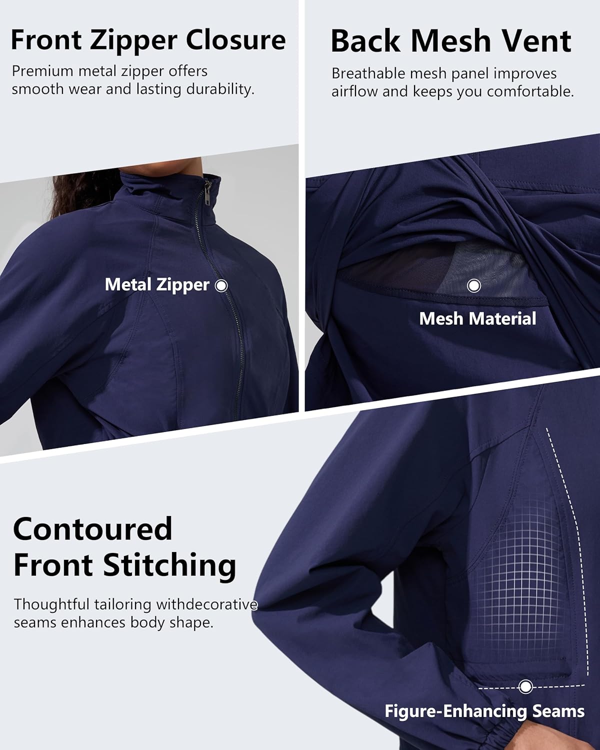 Skiennix Lightweight Workout Jacket - Full Zip Yoga & Running Apparel for Women | Slim Fit with Pockets