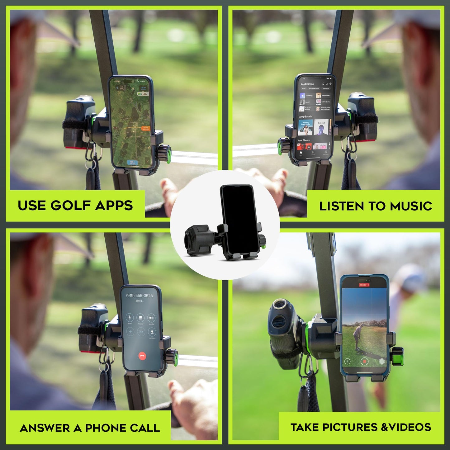 Method Golf RiderStack Magnetic Golf Cart Phone Holder – Heavy Duty Magnet Mount for iPhones & Android with Magnetic Rangefinder Strap- Magnetic Phone Holder Compatible with EZGO, Club Car & Yamaha