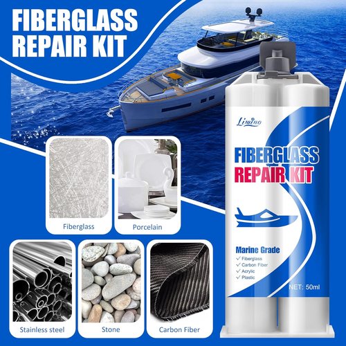 Limino Marine Fiberglass Repair Kit - 100ml Resin Filler for Bathtub, Boat & Kayak Repairs | UV-Resistant Gel Coat