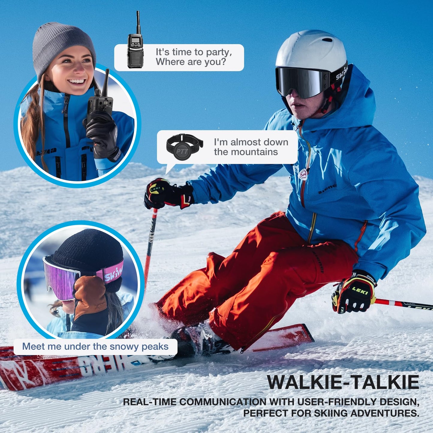 SKIWARRIOR Multifunctional Smart Wireless Ski Goggles with Walkie-Talkie, Anti-Fog Zeiss Lens, Music & Call Function (G02-Black)