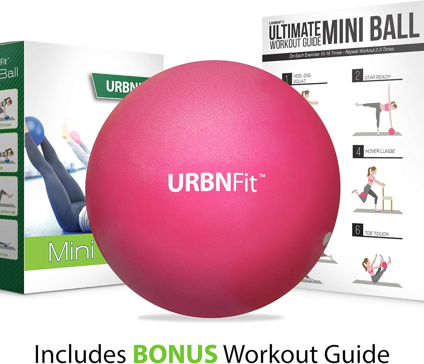 URBNFit Mini Exercise Ball 9” - Pilates & Yoga Stability Ball for Core Strength & Balance | Anti-Burst Design with Quick Pump