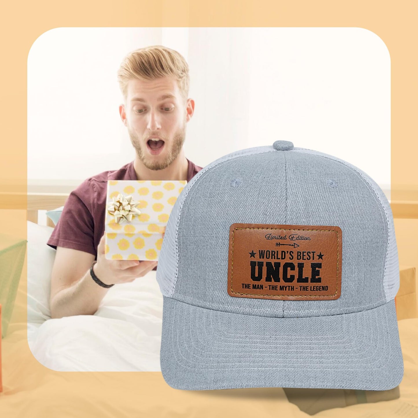 Best Uncle Ever Hat, Uncle Gifts Christmas Fathers Day Birthday from Niece Nephew, Trucker Grey Baseball Cap