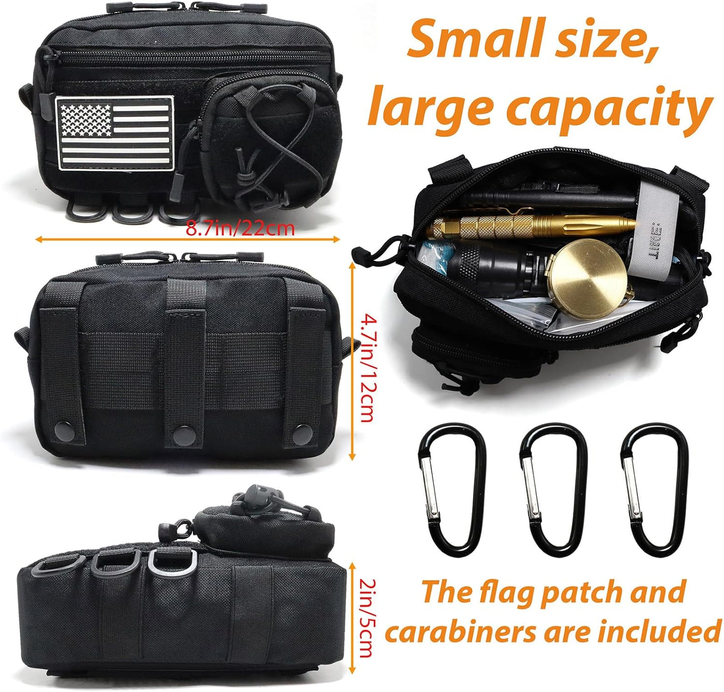 Skiennix Tactical Molle Utility Pouch - Compact EDC Tool Bag for Phones & Medical Supplies | Mini Waist Size