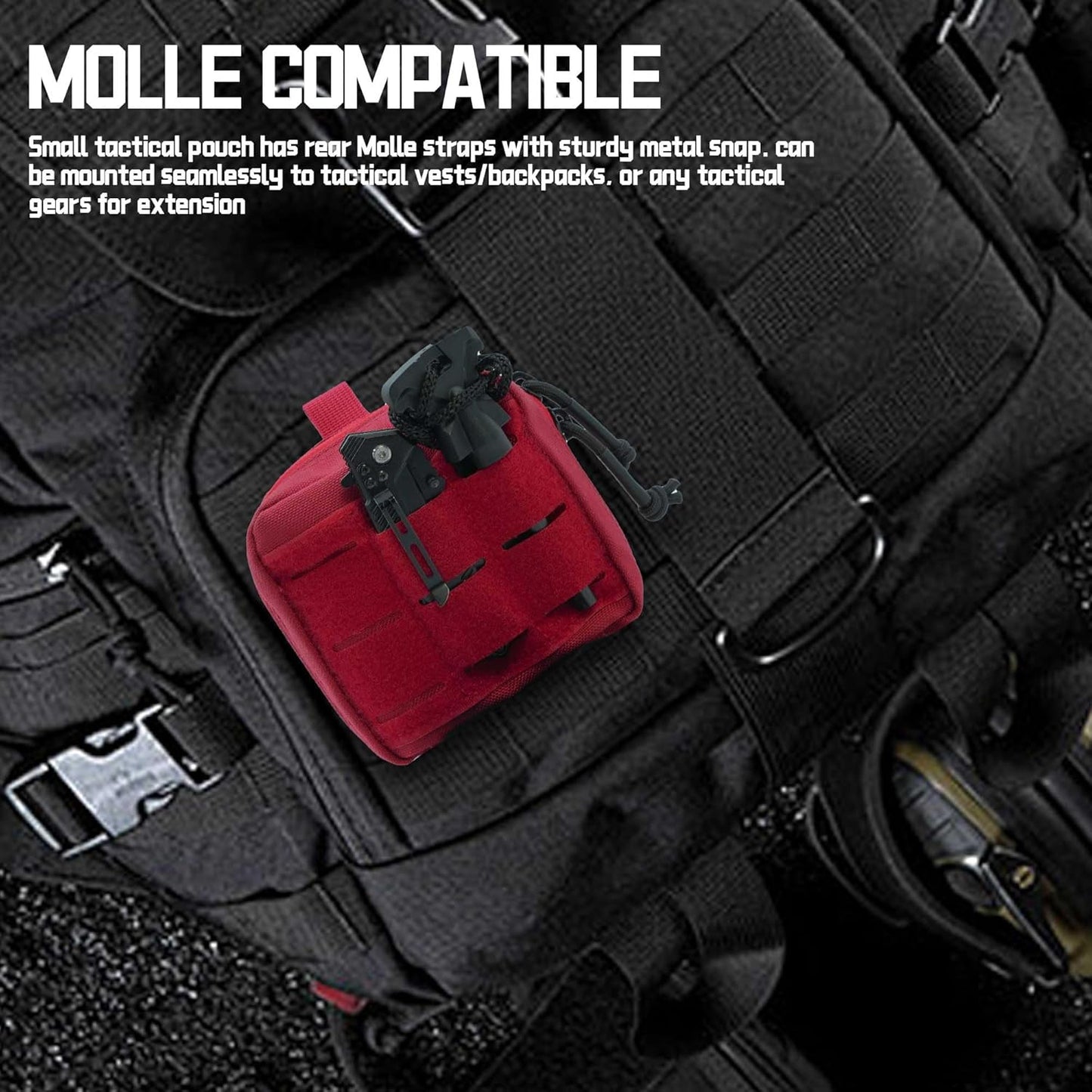 Upgrade Tactical Molle Admin Pouch - Laser Cut Design with Interior Divider | 4x4 Inches, Flag Patch