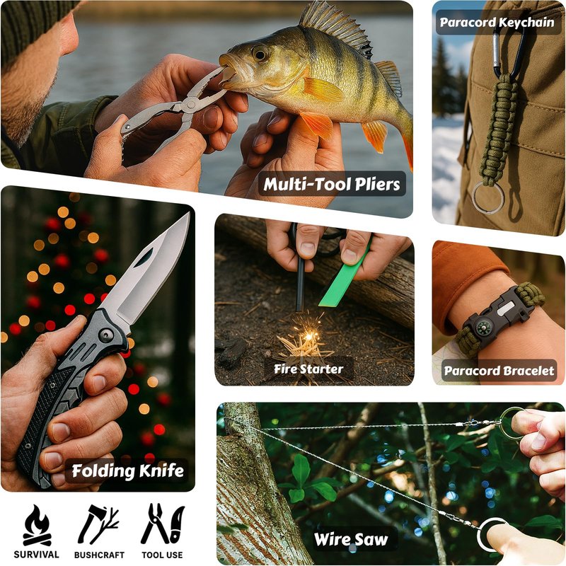 WiFER Survival Kit Advent Calendar 2025 for Men – 24 Days Christmas Countdown Survival Tools for Adult Teen, Xmas Holiday Surprise Gifts for Outdoor Enthusiasts, Camping, Fishing, Hunting, Hiking