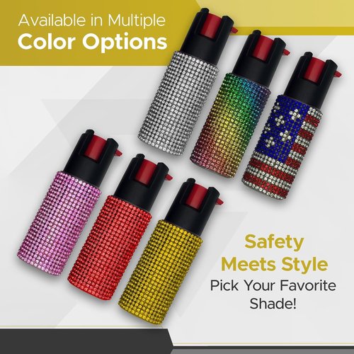 FURY Rhinestone Pepper Spray - Max Strength 12Ft Range | UV Dye Identifier & Anti-Leak Design