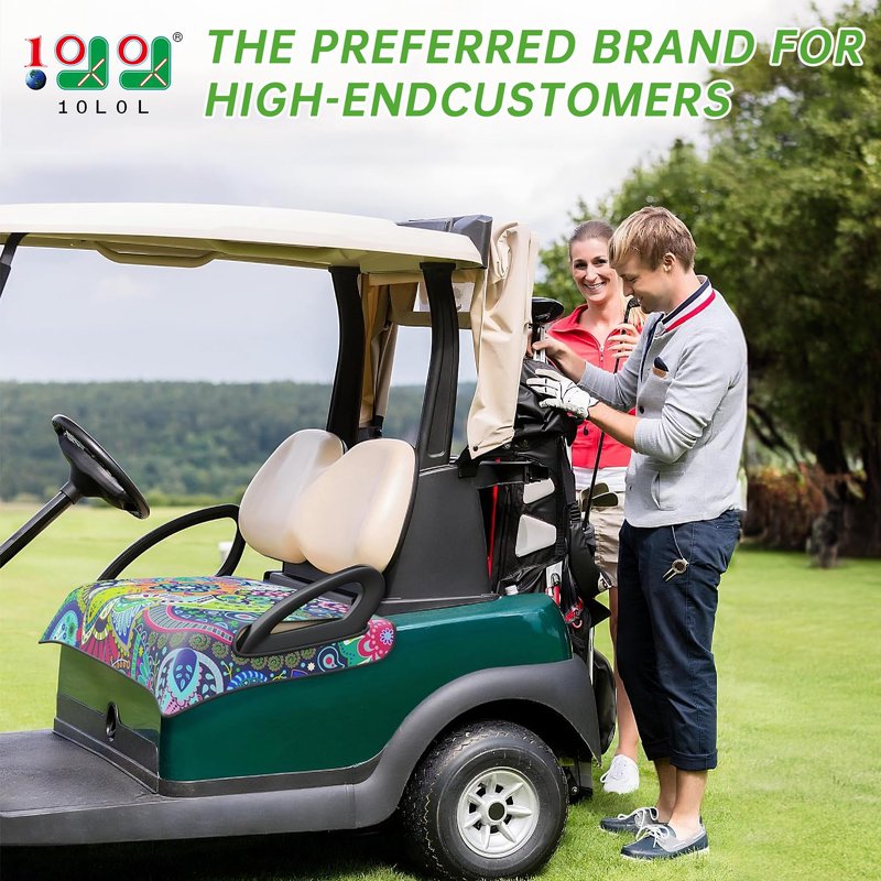 10L0L Universal Golf Cart Seat Covers/Seat Blanket for EZGO TXT/RXV & Club Car DS/Precedent, Breathable Seat Towel/Seat Cushions with Non-Slip Backing, All-Season Comfort (Not for Yamaha)
