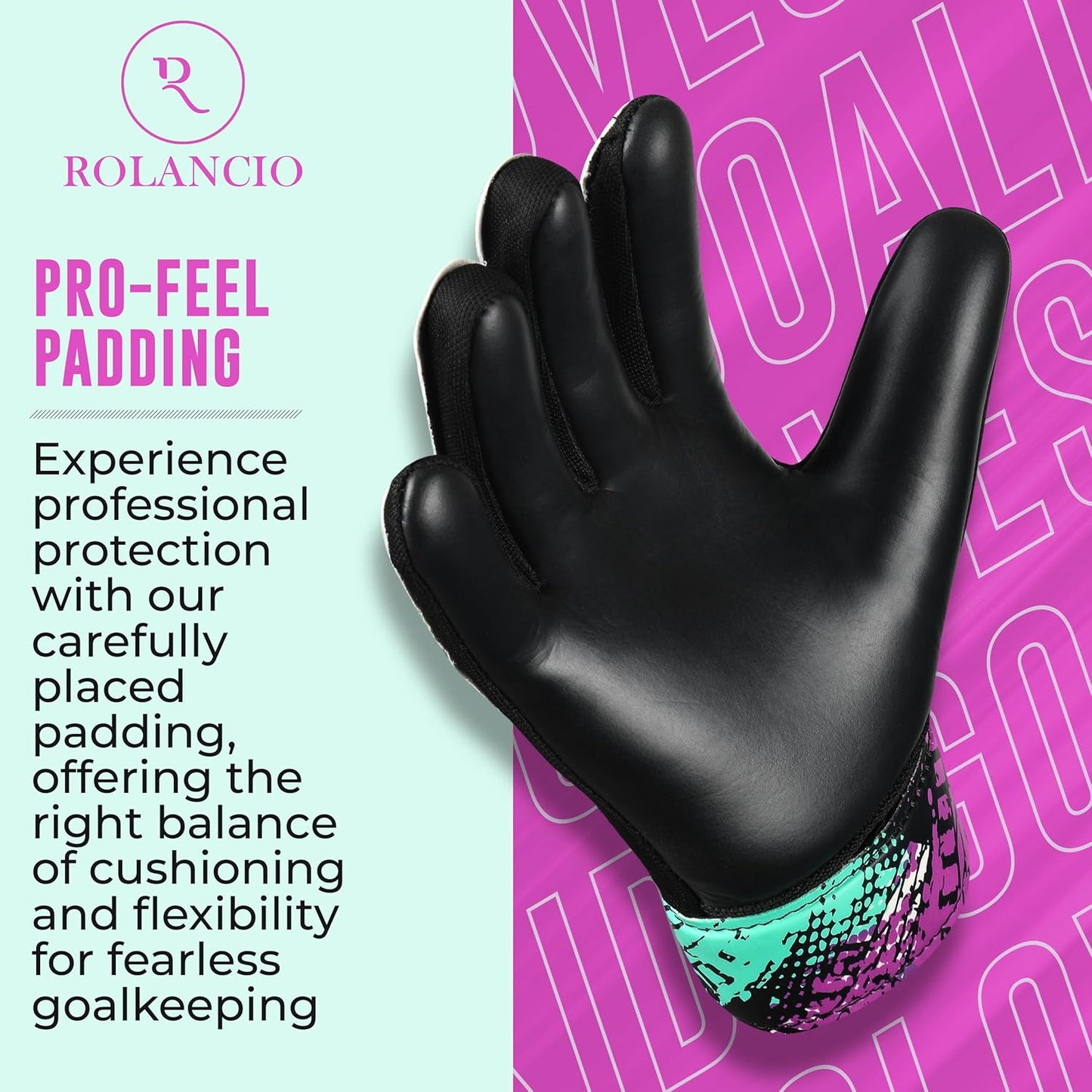 Rolanicio Goalie Gloves - Kids Soccer Gloves with Dual Wrist Protection | Breathable Non-Slip Latex