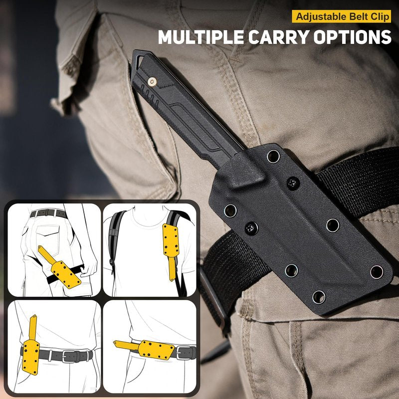 NedFoss EDC Fixed Blade Knife with Sheath, 3.7" AUS-8 Steel Tanto Blade Tactical Knife with G10 Handle, Camping Fixed Blade Small EDC Knives for Hunting, Survival