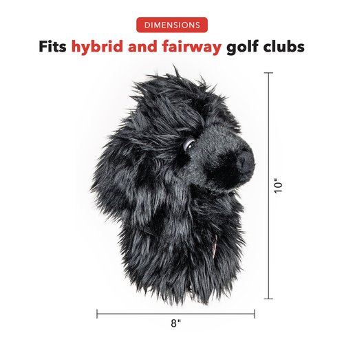 Daphne's Headcovers Black Poodle Hybrid Headcover | Premium Hybrid and Fairway Wood Headcovers | Funny Golf Covers | Stylish Protection for Clubs | Men's Golf Gear | Hybrid Headcover for Men and Women