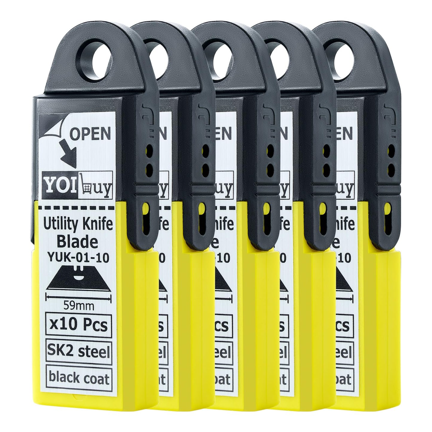 YOIbuy PRO Replacement Blades for Scraper Cutters, 10pcs Case X5, SK2 Material, Black Rust Prevention, Heat Treated (50pcs)