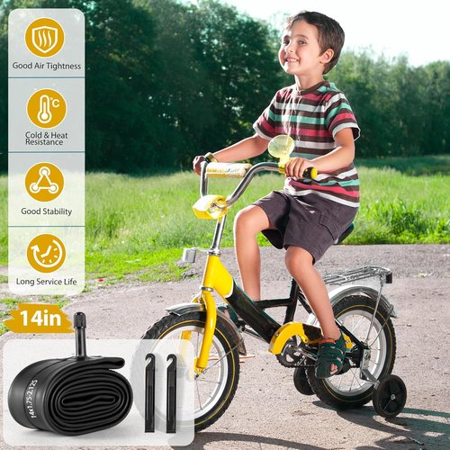 AV32mm Schrader Valve Bike Tube - 2 Pack 14 Inch Butyl Rubber Inner Tubes with Tire Levers | Fits 14 x 1.75-2.125