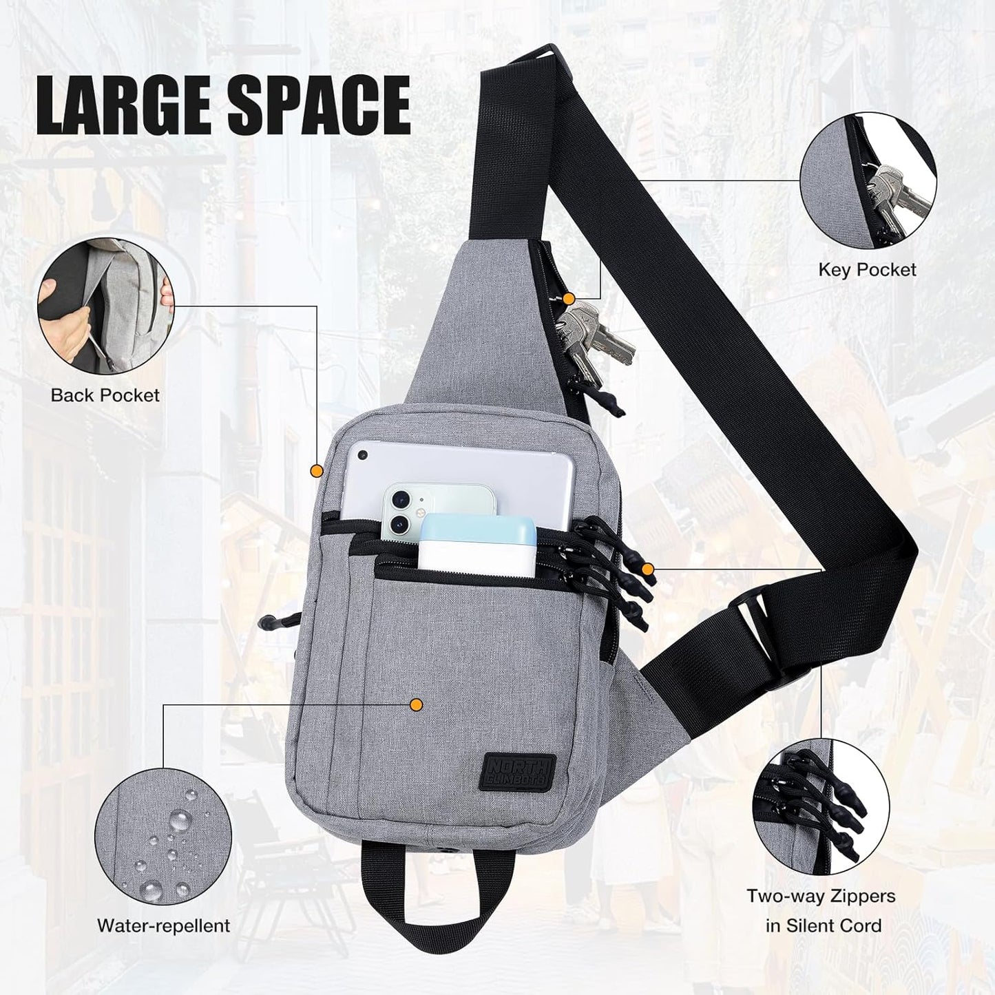 Skiennix Tactical Sling Chest Bag - Concealed Carry with Gun Holder | EDC Crossbody Design