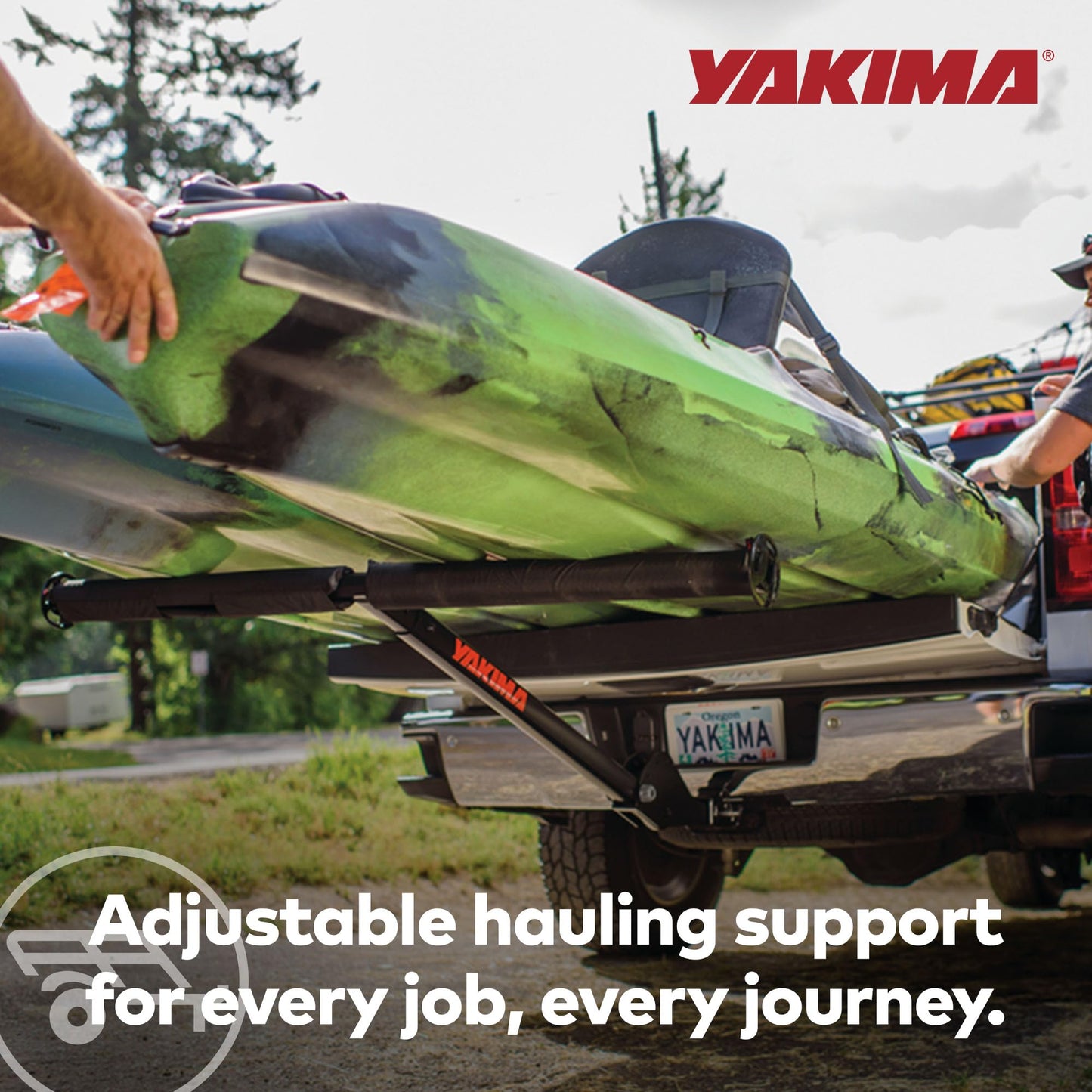 Yakima LongArm Aluminum Hitch Mounted Adjustable 3 Position Tailgate Truck Bed Extender Rack for Hauling Kayaks, Lumber, and Ladders, Black