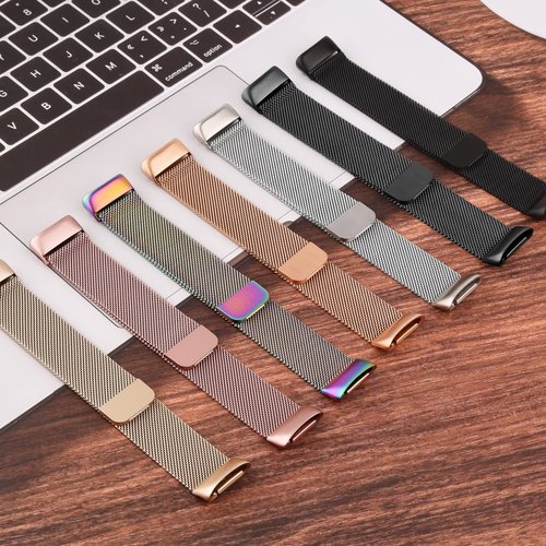 Vanjua for Fitbit Charge 6 Bands Women Men, Stainless Steel Metal Mesh Loop Adjustable Wristband Replacement Strap Compatible with Fitbit Charge 6 Fitness Tracker (Rose Gold)