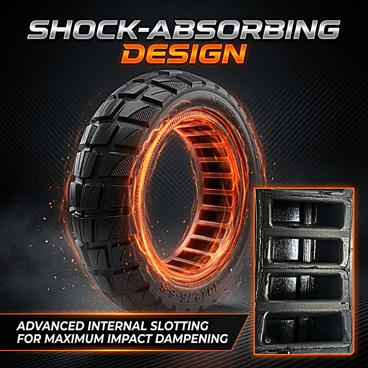 10x2.75-6.5 Solid Electric Scooter Tires – Fit On 10x2.70-6.5 & 70/65-6.6 Size Flat-Free Airless & Reliable - Off-Road (2 Pieces)