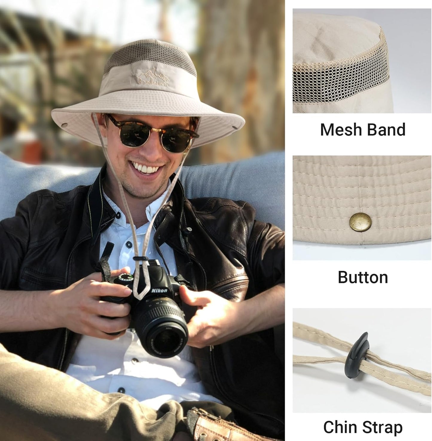 NPQQUAN Sun Bucket Hat - Wide Brim UPF 50+ Protection for Fishing & Beach - Deep Green