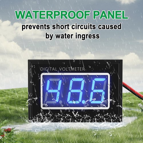 10L0L Golf Cart Battery Blue Digital Voltmeter 15-120V with LED Volt Gauge DC15-120V Fits for Yamaha EZGO Club Car,Waterproof Digital Voltage Meter