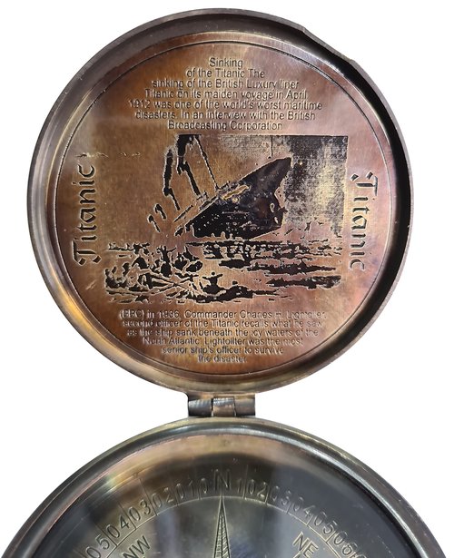 Collectibles Buy Authentic Antique Lid Titanic Compass Brass Finish Directional Magnetic Compass Vintage Nautical Sailor Article - Maritime Magnetic Gift