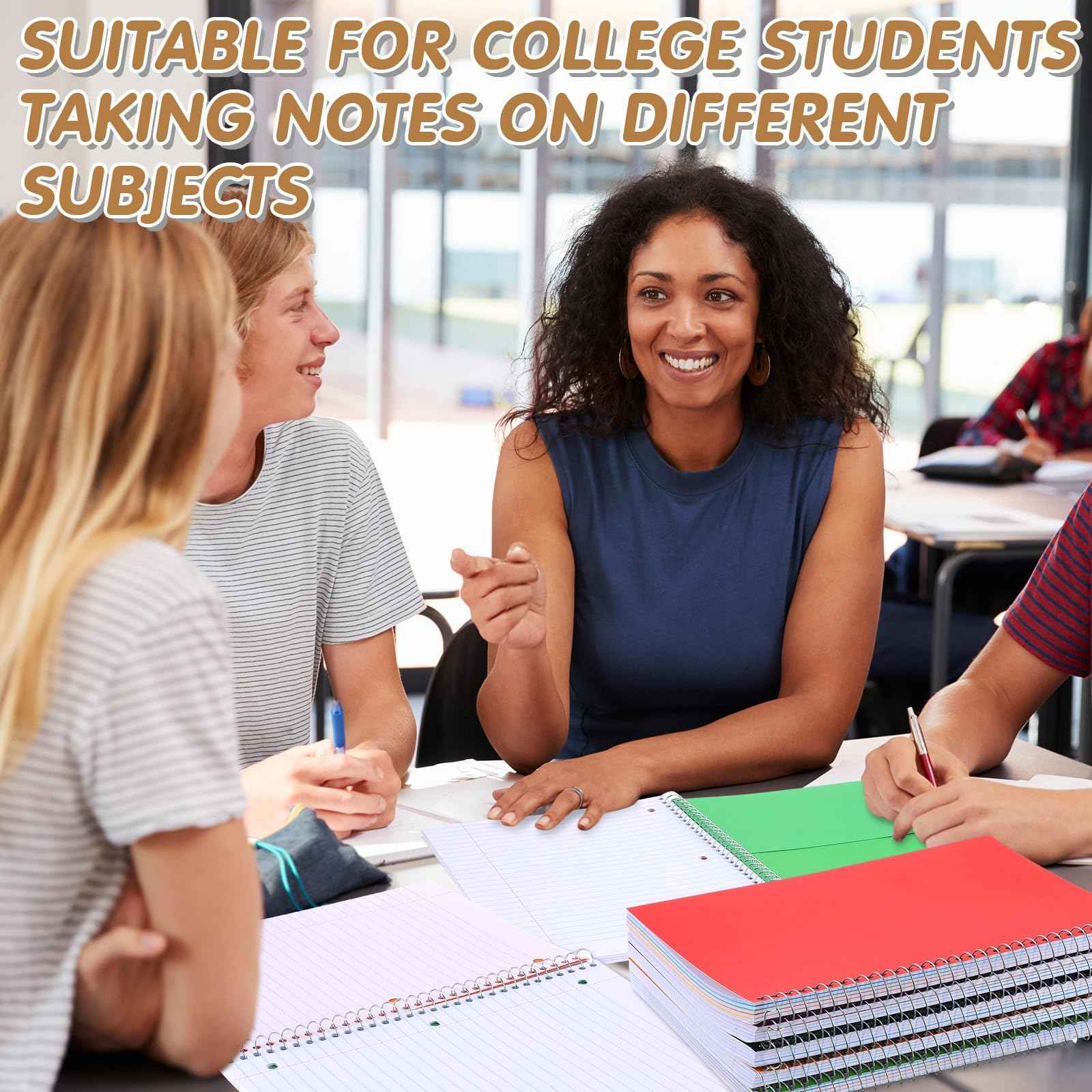 Fulmoon 10 Pcs 5 Subject Notebook Spiral Notebooks for School Office Hardcover Spiral Lined Notebook for Work, 240 Pages/ 120 Sheets, 8 x 10-1/2", 3 Hole Punched, 4 Removable Dividers (9/32 inch)