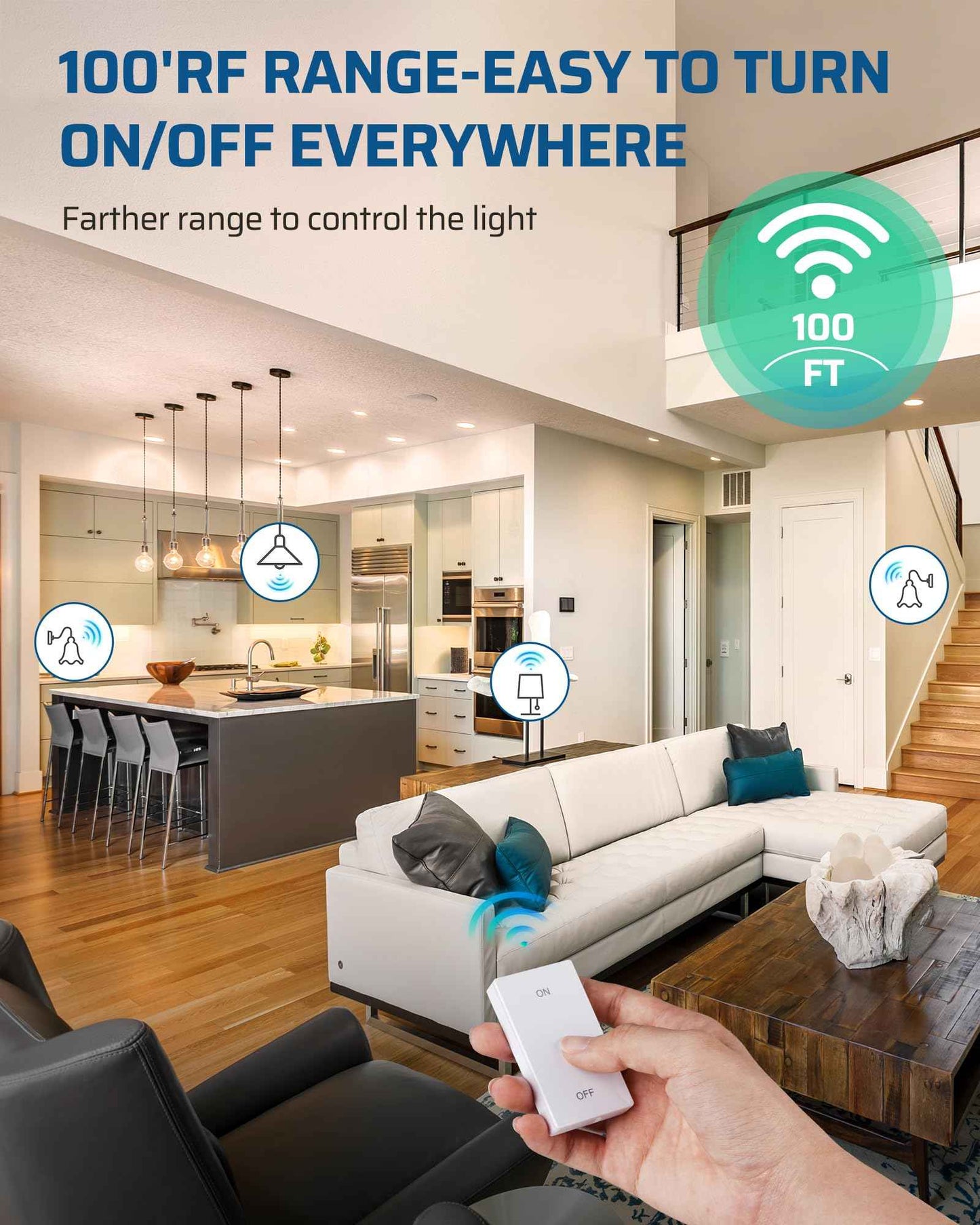 DEWENWILS Remote Control Light Socket, Wireless Light Switch for Pull Chain Light Lamp Fixtures, 100FT Range, No Wiring Needed, ETL Listed(2 Wall Mounted Switch+1 Socket, Shorter Version)