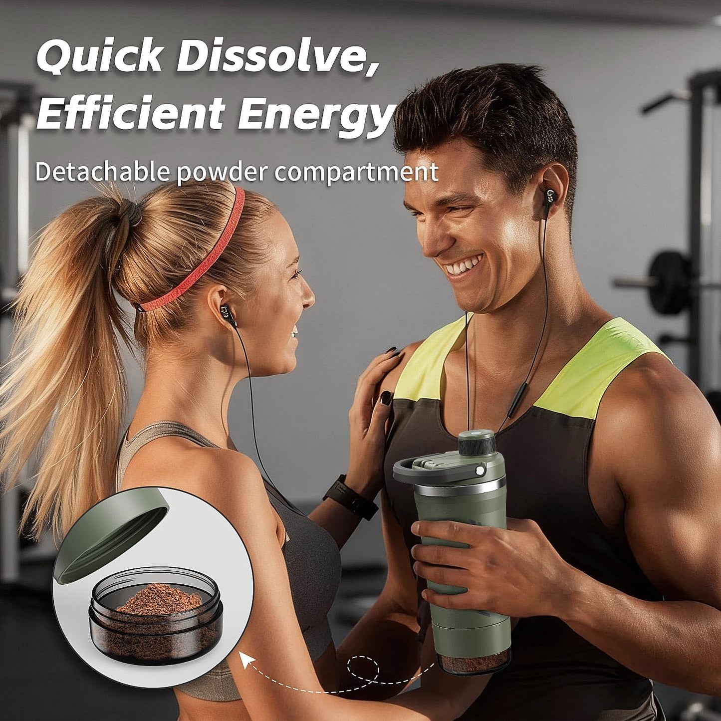 PROCHAIN Insulated Stainless Steel Shaker Bottle - Leak-Proof 24 oz Metal Cup for Protein Shakes | Ideal for Gym Sports