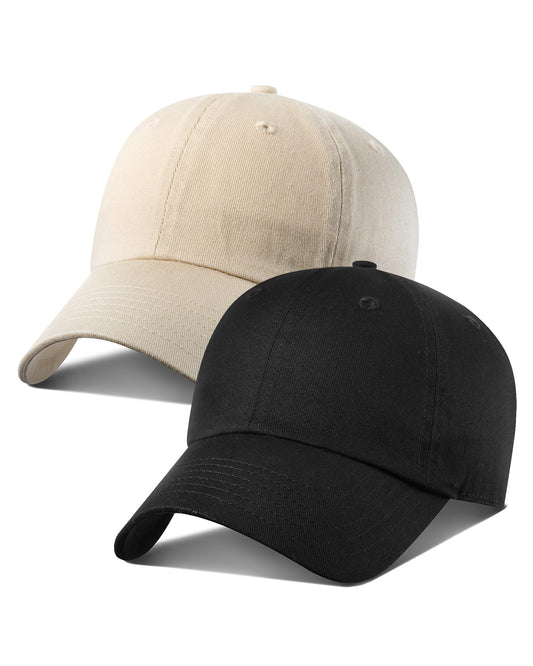 GADIEMKENSD Extra Curved Brim Baseball Cap, Womens Baseball Hat, Plain Dad Hat with Adjustable, Ball Caps for Men Unstructured Blank Low Profile Golf Hats for Gym Run Tennis Workout Black Khaki