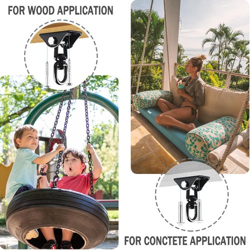 Hammock Hanging Kit - 360° Rotating Heavy-Duty Swing Chair Hook | 1200 lbs Capacity for Indoor/Outdoor Use