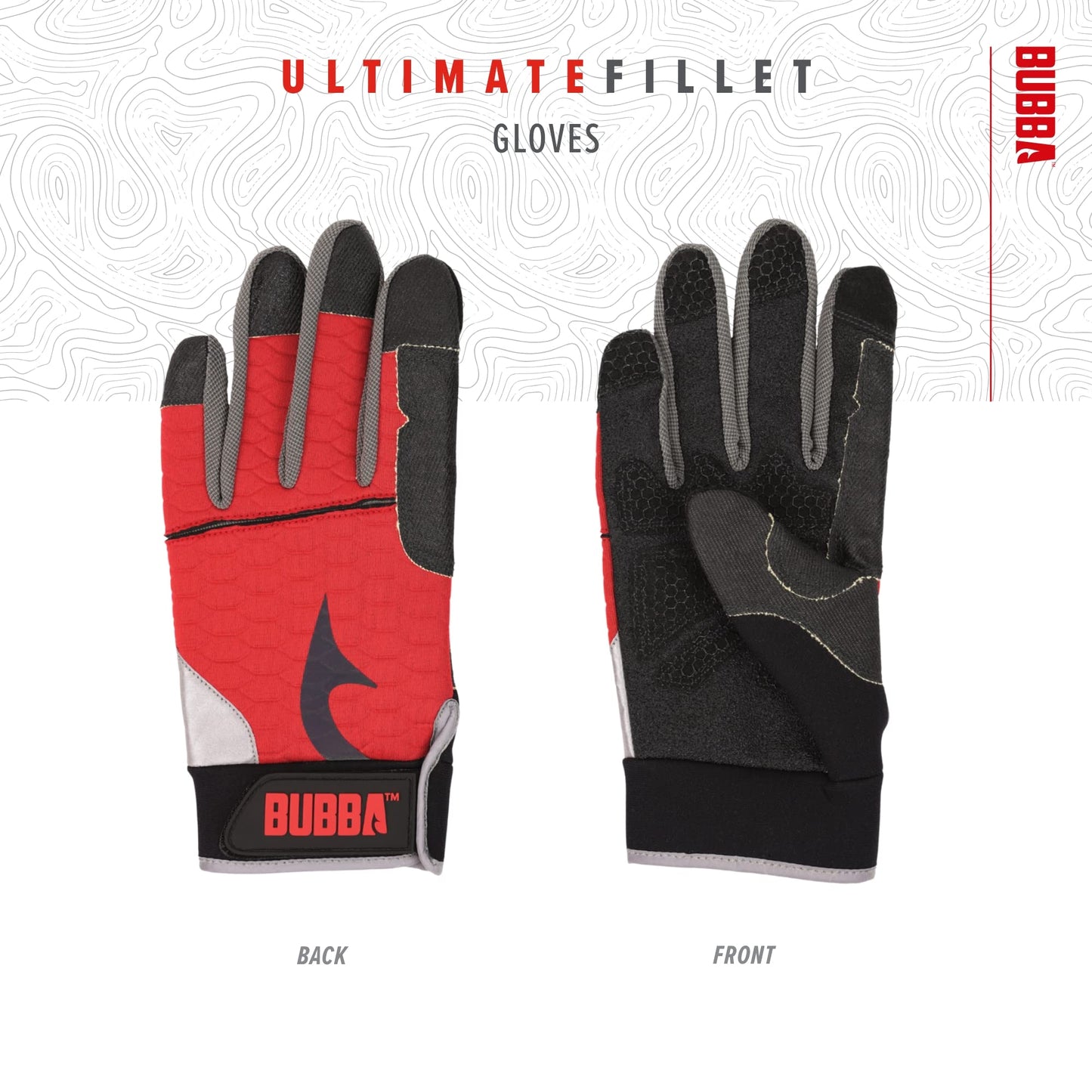 BUBBA Ultimate Fillet Gloves with Cut Resistant Construction and Touch Screen Usability for Fishing, Angling, Boating and Outdoors, X-Large