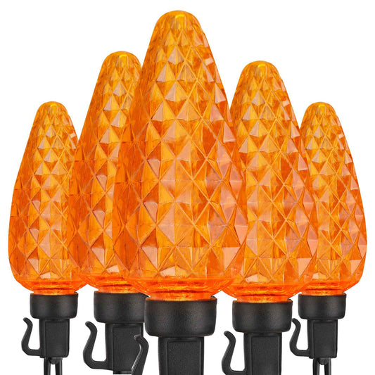 ODEETRONIC Orange Lights, 33ft 50 LED C9 Orange Christmas Lights Connectable, 120V UL Certified Plugin Indoor/Outdoor Halloween String Light, Black Wire Tree Light Waterproof for Patio Home Decor