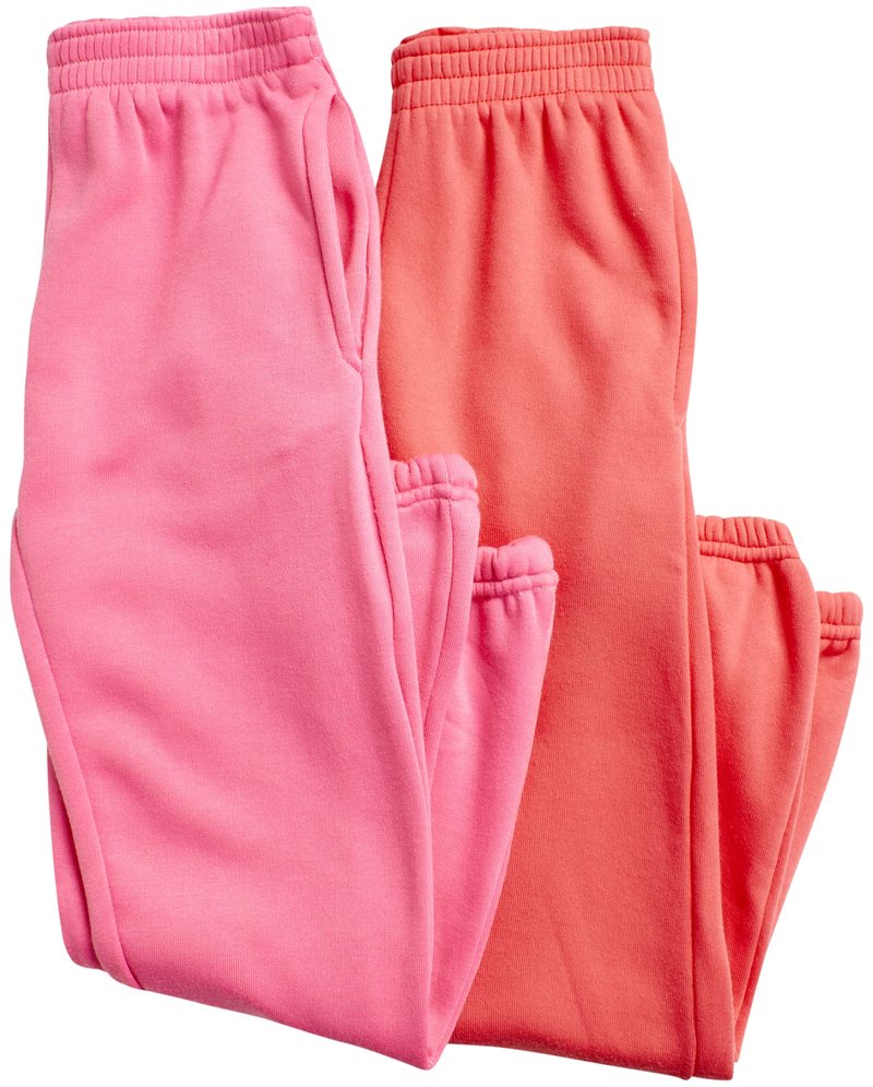 Real Love Girls Sweatpants - 4 Pack Basic Solid Active Soft Fleece Pull On Girls Joggers with Pockets (Sizes: 5-16), Size 5-6, Black/Pink/Coral/Heather Grey