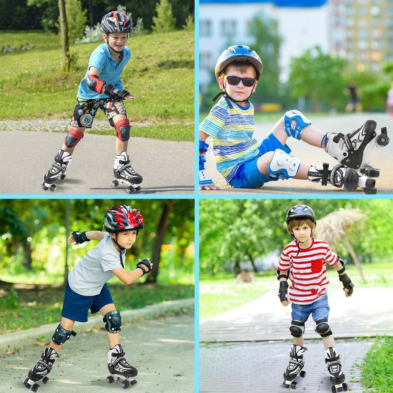 ZHUKAIKJ Adjustable Roller Skates for Toddler Kids & Adults - Light Up Wheels, 4 Sizes