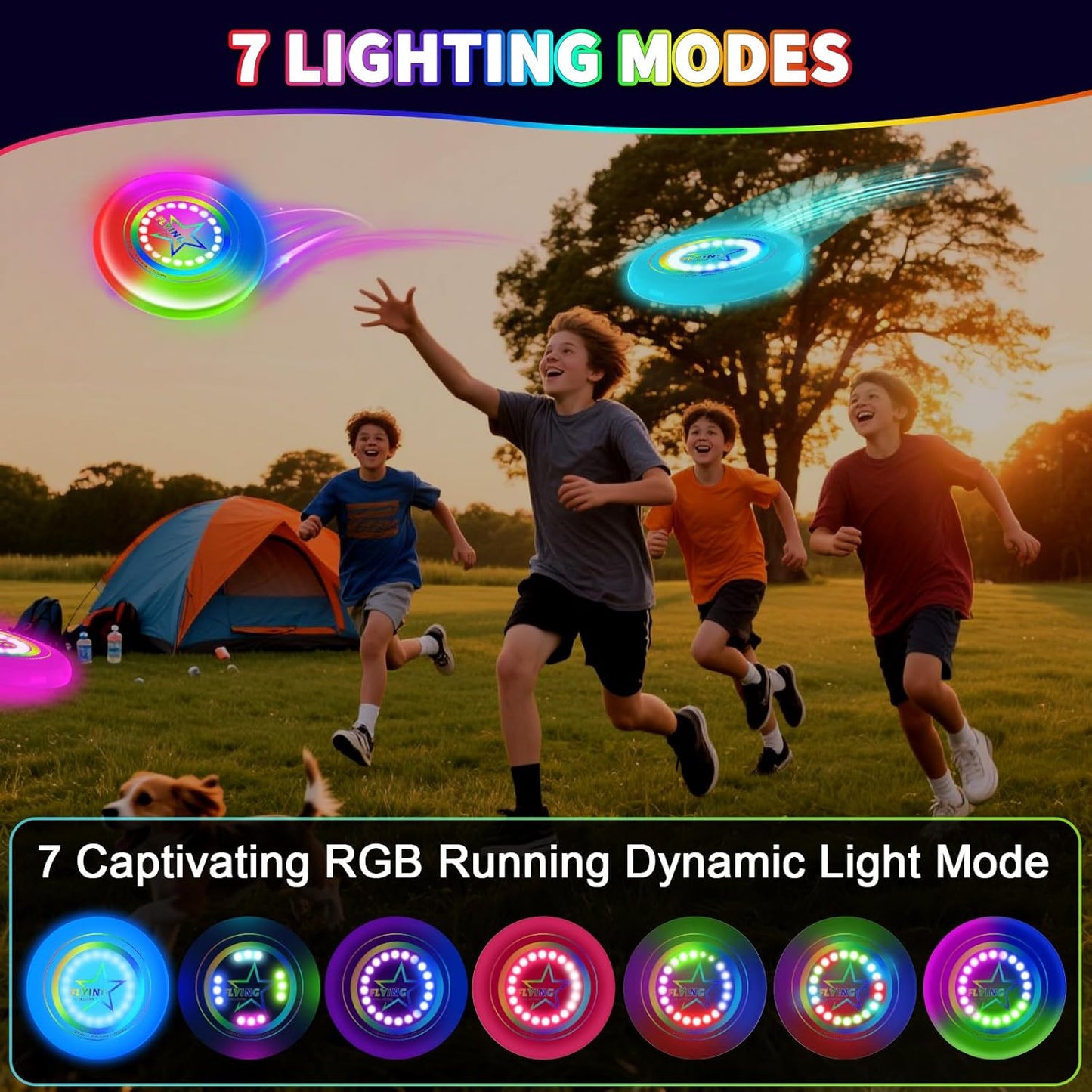Skiennix LED Light Up Flying Disc | 7 Color Modes | Rechargeable & Lightweight | Perfect for Outdoor Fun