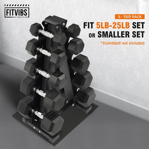 Fitvids 5 Tier A-Frame Dumbbell Rack Stand Only with Anti-Slip Pads, Compact Weight Set Storage Holder for Home Gym Space Saver