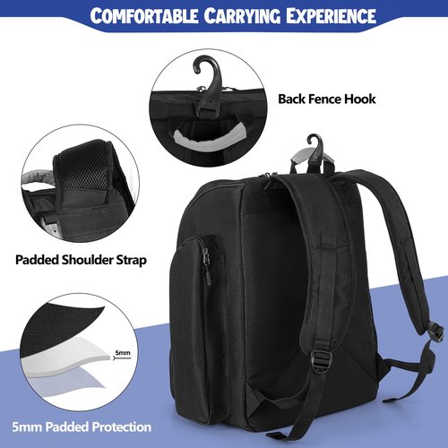 GOBUROS Pickleball Bag for 4 Paddles with Shoe Compartment, Pickleball Backpack with Fence Hook for Pickleball Accessories, Pickleball Bags for Men and Women, Bag Only, Gray