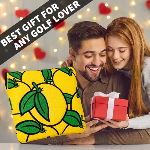 Mallet Putter Cover,Golf Ball Square Covers Headcover Club Protection Equipment Leather Perfectly fits Most Putters and Protects The Golf Putting Rods Fun Headcovers