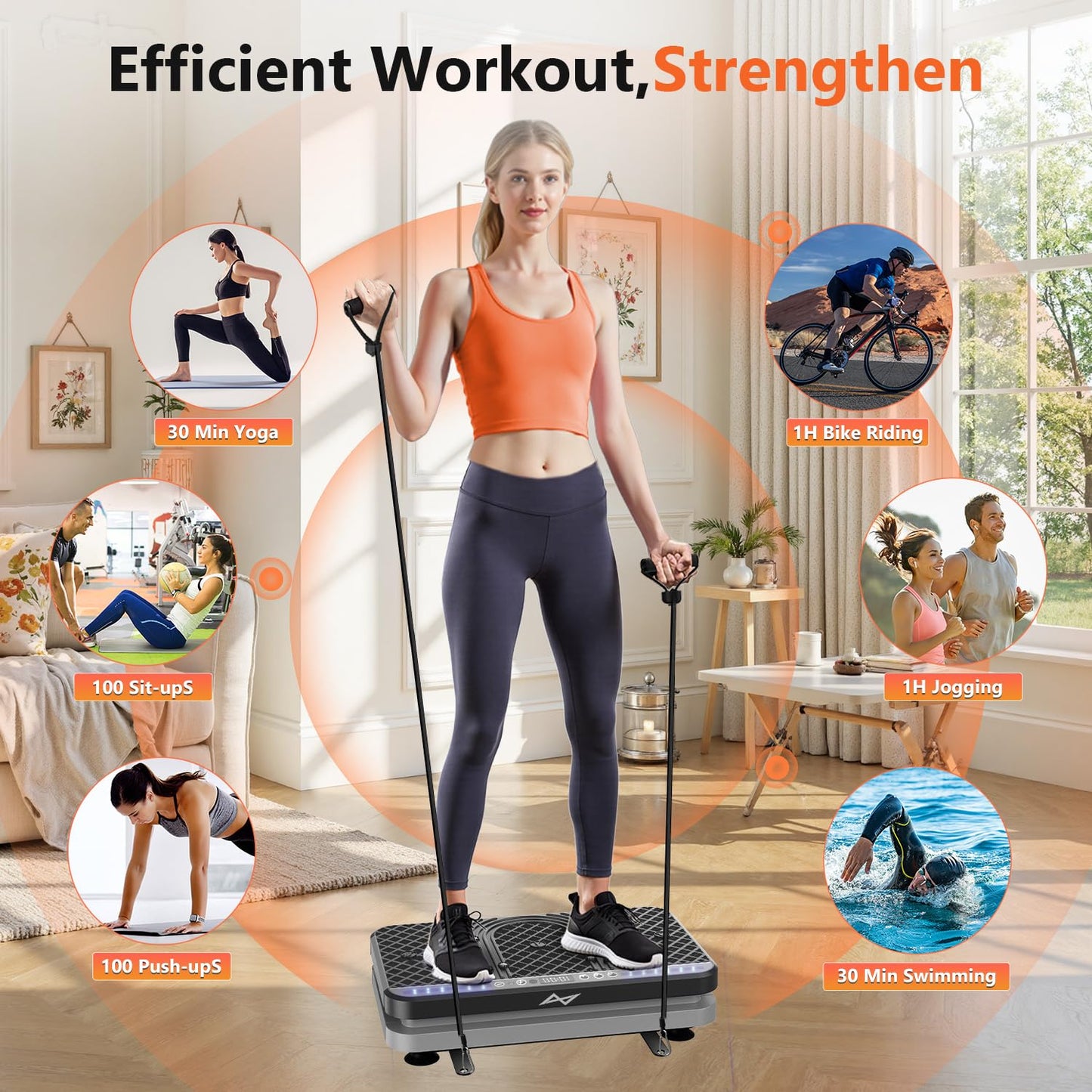 AXV Vibration Plate Fitness Platform Exercise Machine Vibrating Shaking Full Body Shaker Workout Vibrate Stand Shake Board Sport for Weight Loss Fat Burner for Gym Home Office