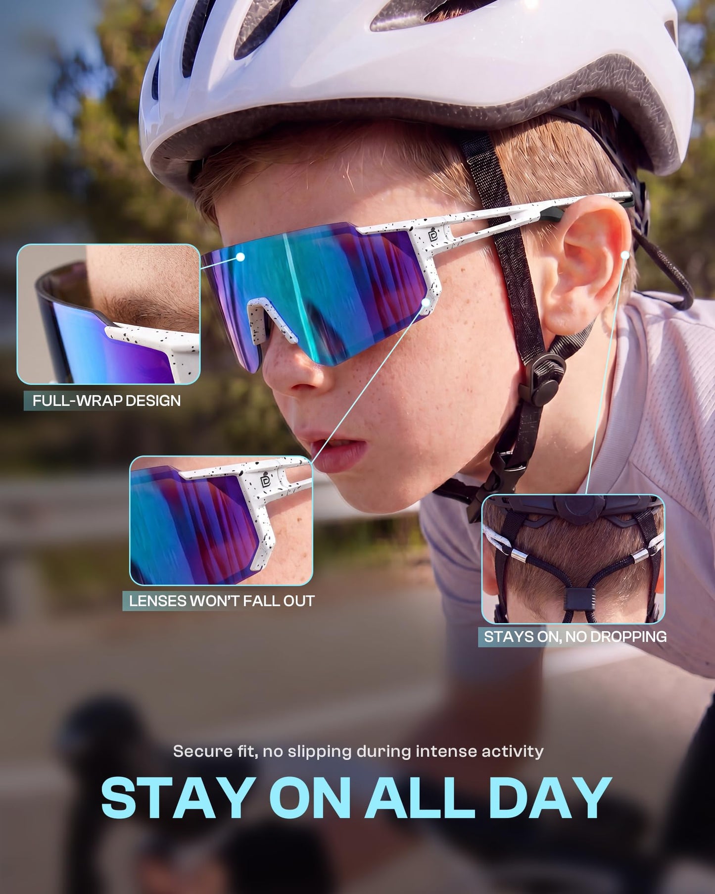 DUCO Polarized Kids Sunglasses Youth Baseball Sports Running UV400 Protection Cycling Glasses Boys Girls 6-16 Aged DK310