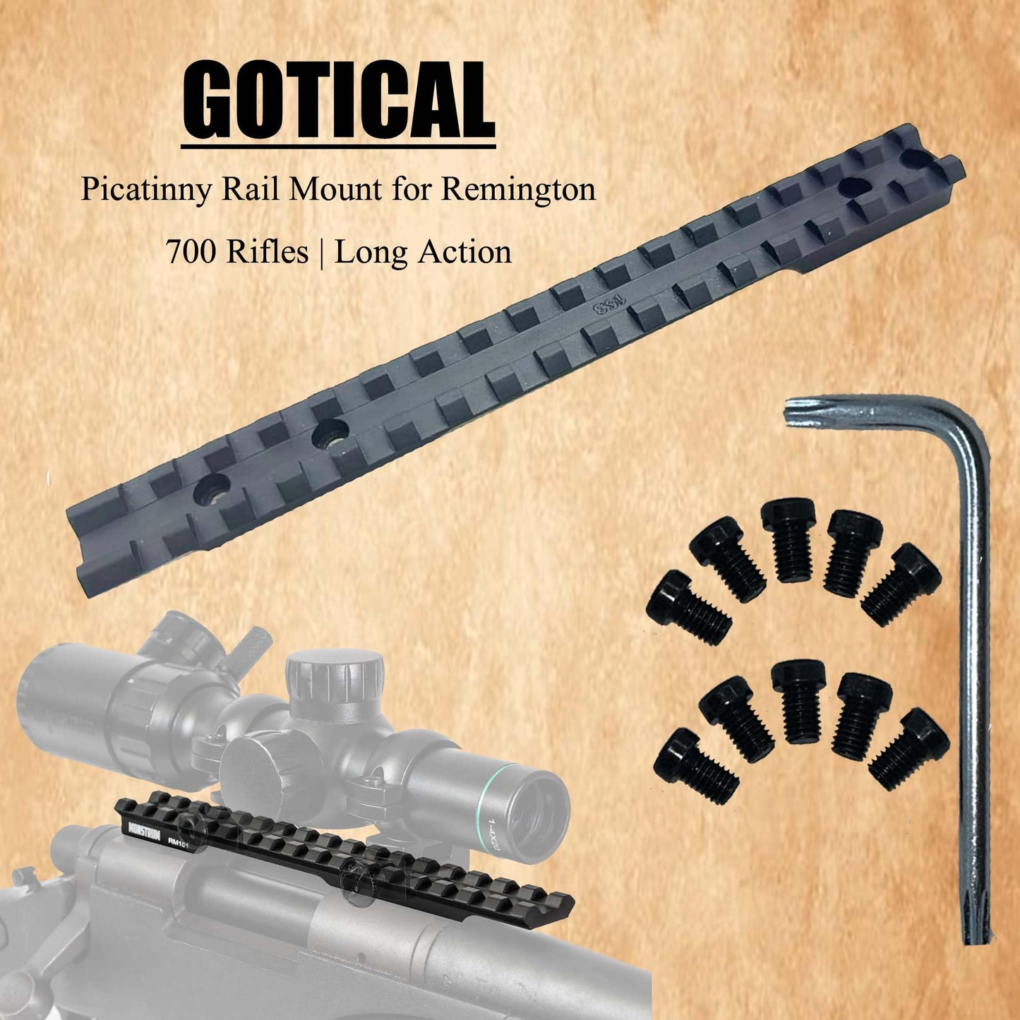 Gotical Picatinny Rail Mount for Remington 700 Rifles | Long Action, 0 MOA, Compatible with Remington 700 Long Action Models