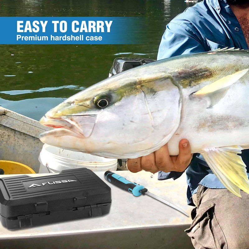 FLISSA Cordless Electric Fillet Knife for Fish with 8" and 10" Stainless Steel Blades, 12V Rechargeable Electric Knife with Non-Slip Handle, 2 Packs Long Lasting Lithium-ion Battery, Portable Carry Case