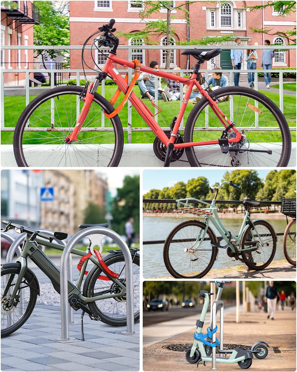 Sportneer Bike Lock - High Security 5-Digit Combination Chain Lock | 3.2/3.6/4ft Heavy Duty Keyless Design