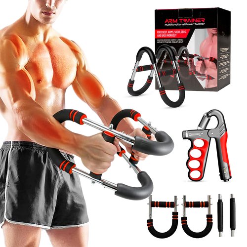 LuxUltra Twister Arm Trainer Chest Workout Equipment for Men & Women, Adjustable 40-130 lbs Chest and Arm Trainer, Home Gym Strength Trainer with Hand Grip Strengthener