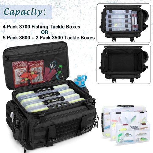 DSLEAF Waterproof Tackle Box Bag - Soft Fishing Storage with Rod Holder & Non-Slip Base | Ideal for Saltwater & Freshwater Fishing