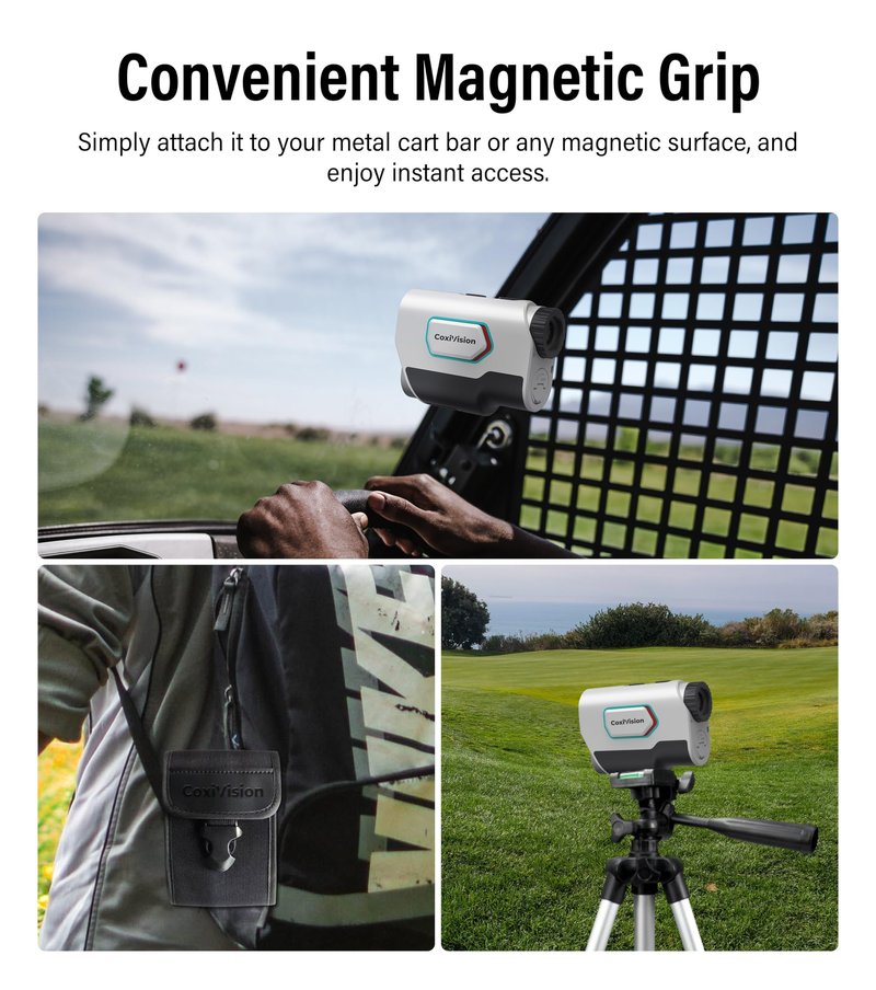 CoxiVision Golf Rangefinder with Slope - 1300/1500 Yards Range Finder for Hunting with Magnet Stripe,6X Magnification,Slope Switch for Golf Tournament Legal,Flagpole-Lock Vibration, Bow/Rifle Mode