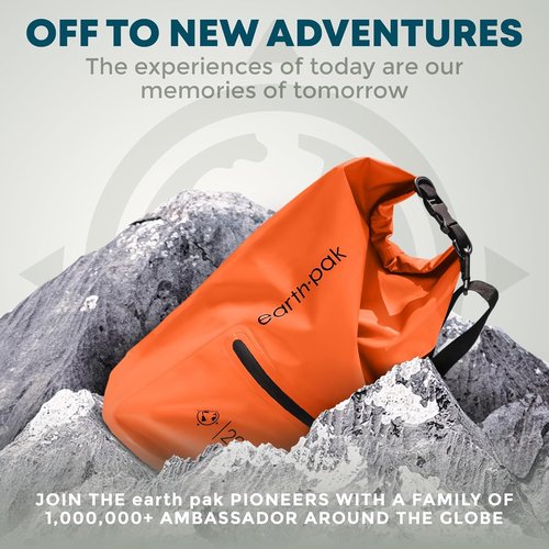 Earth Pak Waterproof Dry Bag - Durable Backpack with Zippered Pocket to Keep Gear Dry