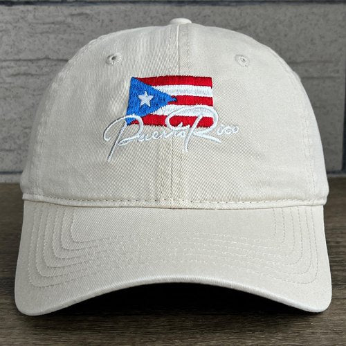 KUBILA Puerto Rico Flag Hats for Men and Women,Embroidered Puerto Rican Baseball Cap Dad Hat Adjustable Ball Caps,Soft Cotton Beige