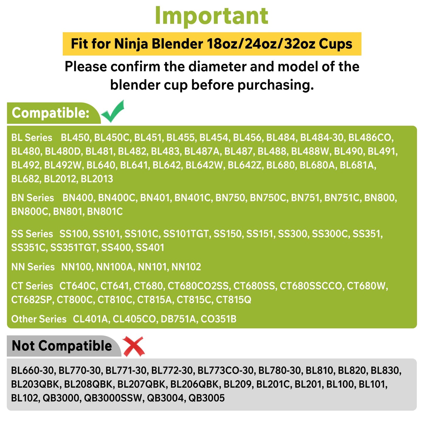 2Pcs Replacement Part Lids for Ninja Blender, 3.35" Inner Diameter, Sip Seal Spout Lids Compatible with Ninja 18oz 24oz 32oz Cups, Fit for Ninja Auto-IQ BL450 BL480 BL490 BL640 BL680 BN400 BN750 BN800