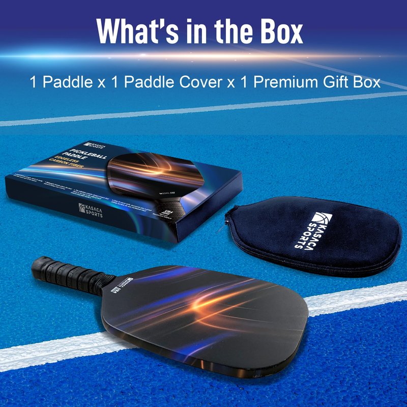 Kasaca Sport Cosmic Ray Edgeless Graphite T700 Multilayer Carbon Fiber Pickleball Paddles, Longer Handle Comfort Grip, Large Sweet Spots, USAPA Approved, for Intermediate & Advanced Players